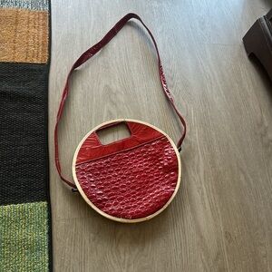 Rare red vintage crocodile cross body bag